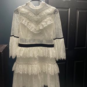 Self-portrait UK12/US8 laced white prom dinner party fancy dress